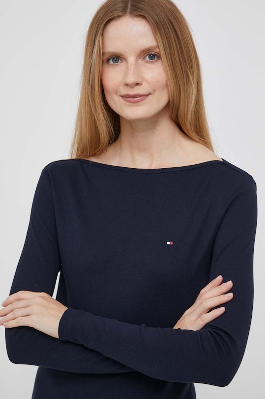 Βαμβακερή μπλούζα με μακριά μανίκια Tommy Hilfiger σκούρο μπλε WW0WW40829