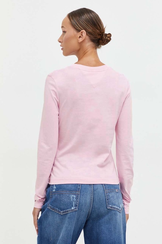 Ρούχα Βαμβακερή μπλούζα με μακριά μανίκια Tommy Jeans DW0DW16439 ροζ