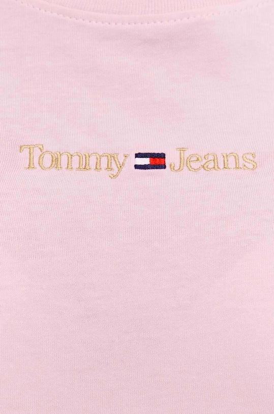 Βαμβακερή μπλούζα με μακριά μανίκια Tommy Jeans ροζ DW0DW16439