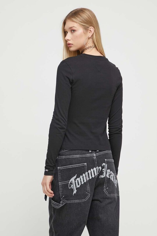 Odzież Tommy Jeans longsleeve bawełniany DW0DW16439 czarny