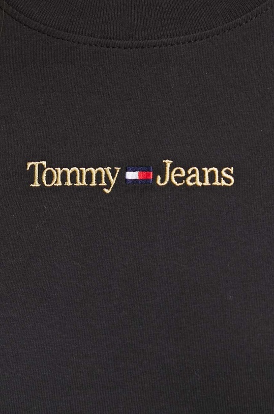 Βαμβακερή μπλούζα με μακριά μανίκια Tommy Jeans DW0DW16439 μαύρο
