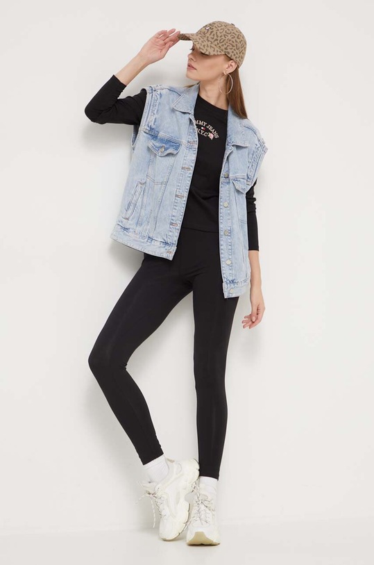 Tommy Jeans longsleeve bawełniany DW0DW16448 czarny AW23