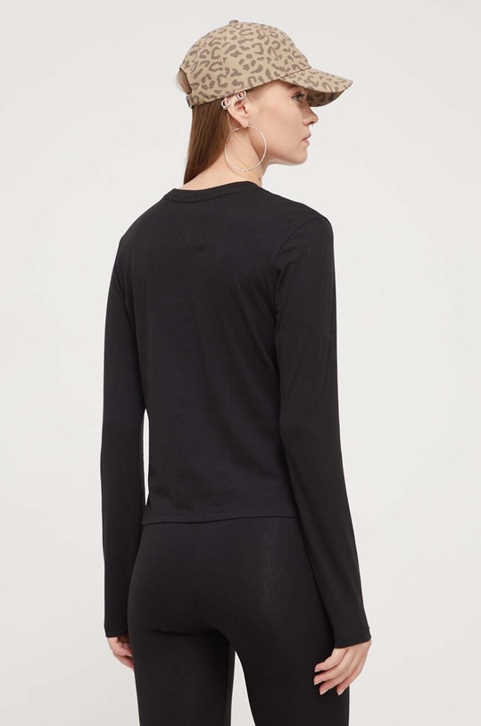 Odzież Tommy Jeans longsleeve bawełniany DW0DW16448 czarny