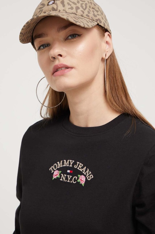 Tommy Jeans longsleeve bawełniany czarny DW0DW16448