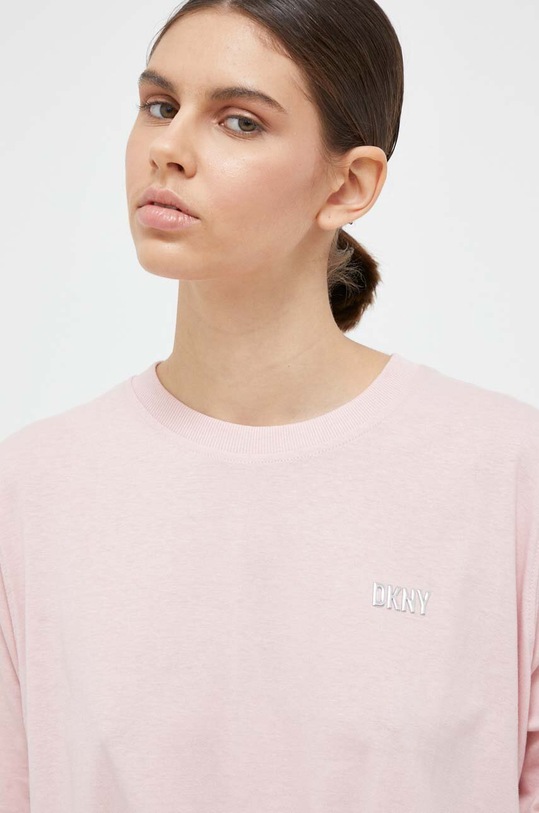 Bavlněné tričko s dlouhým rukávem Dkny růžová DP3T9061