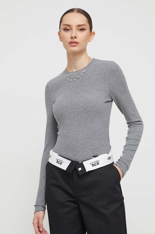 Tričko s dlhým rukávom Abercrombie & Fitch slim sivá KI139.3437.115