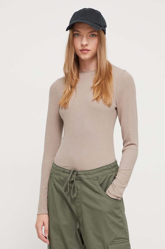 Longsleeve Abercrombie & Fitch slim καφέ KI139.3438.465