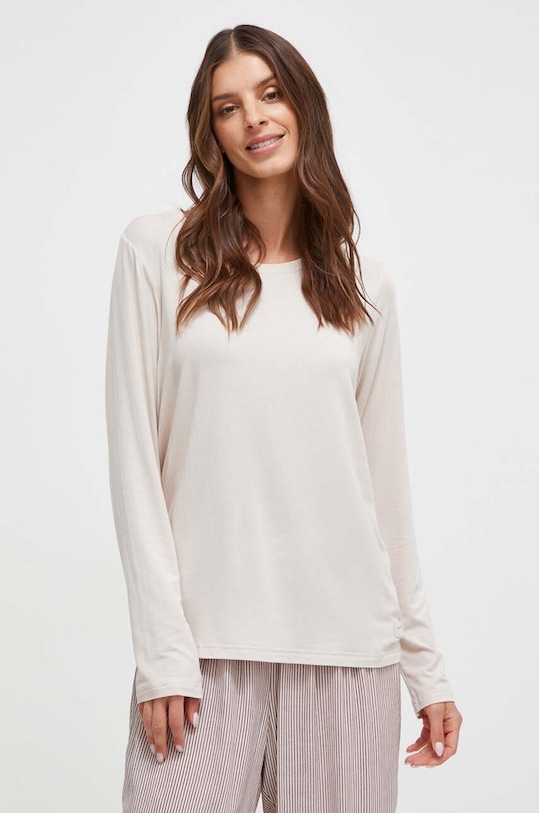 Tričko s dlouhým rukávem Tommy Hilfiger hladký béžová UW0UW04985