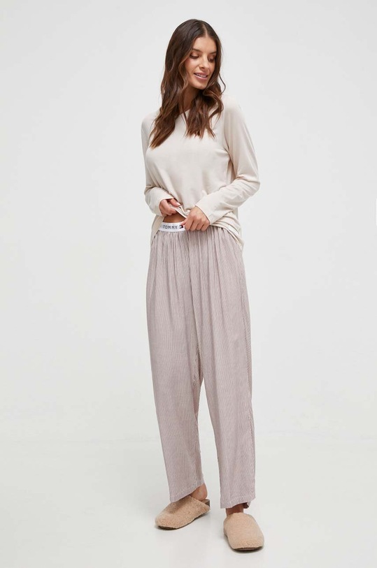 Tričko s dlouhým rukávem Tommy Hilfiger UW0UW04985 béžová AW23