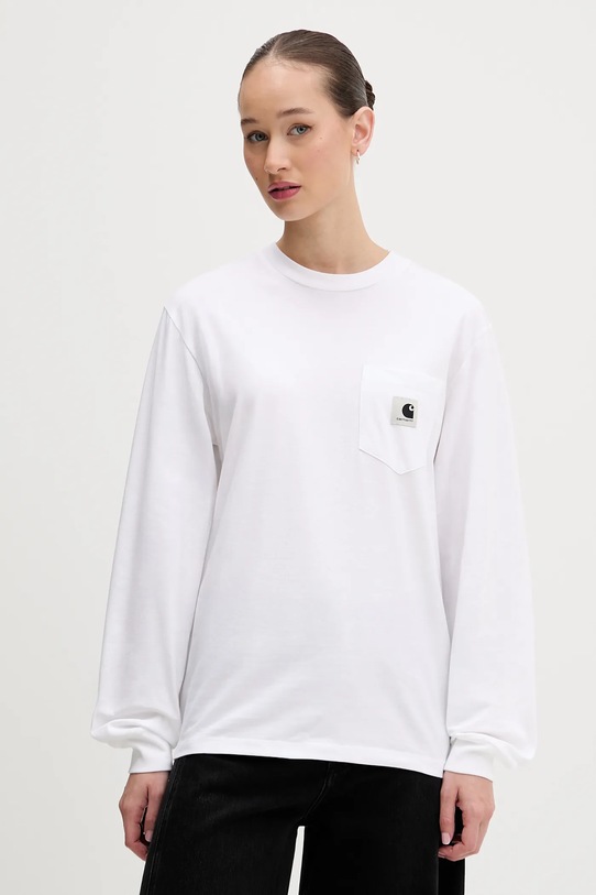 Carhartt WIP longsleeve bawełniany bawełna biały I032216.02XX