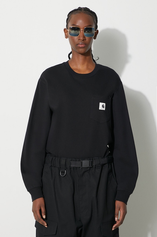 Бавовняний лонгслів Carhartt WIP бавовна чорний I032216.89XX