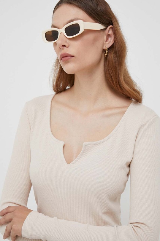 Tričko s dlhým rukávom Calvin Klein Jeans béžová J20J222025