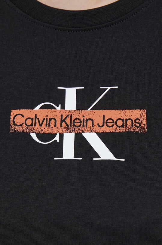 Bavlnené tričko s dlhým rukávom Calvin Klein Jeans J20J222717 čierna