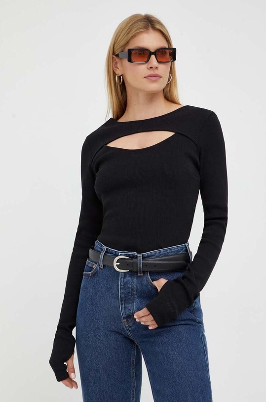 Tričko s dlhým rukávom Won Hundred slim čierna 2648.12025