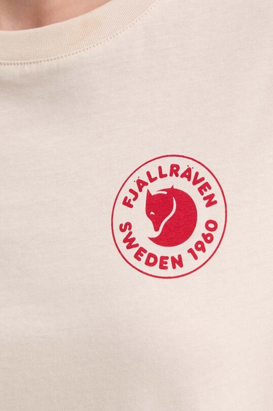 Bavlnené tričko s dlhým rukávom Fjallraven 1960 Logo F86989.113 béžová