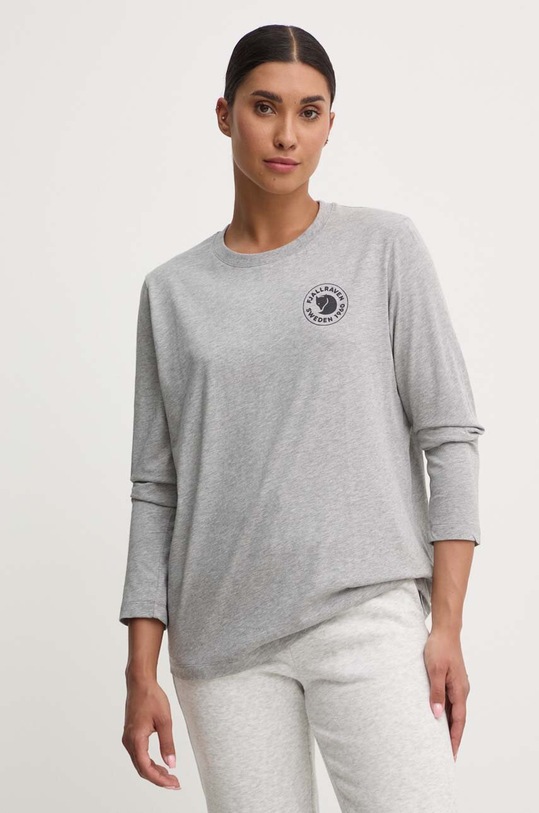 Памучна блуза с дълги ръкави Fjallraven 1960 Logo стандартна сив F86989.020.999