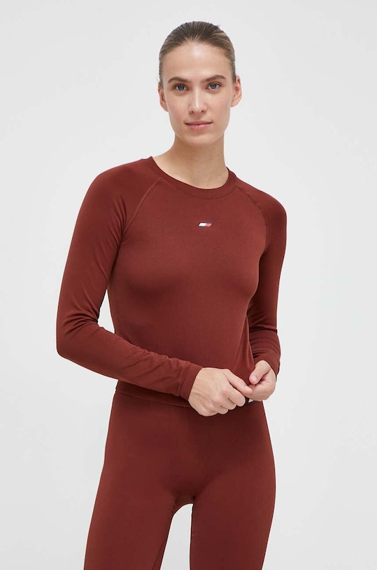 Longsleeve Tommy Hilfiger με ελαστάν καφέ S10S101794