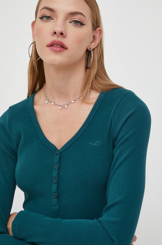 Tričko s dlouhým rukávem Hollister Co. KI339.3453.300 zelená AW23