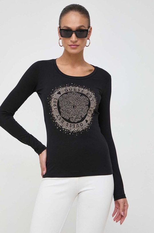 Лонгслів Guess з еластаном чорний W4RI77.J1314
