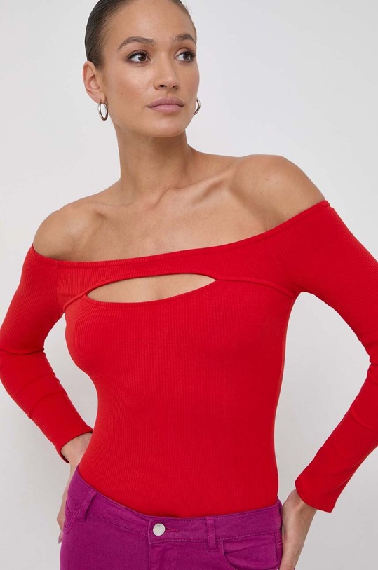 Tričko s dlouhým rukávem Guess KELLIE slim červená W4RP06.KB9E2