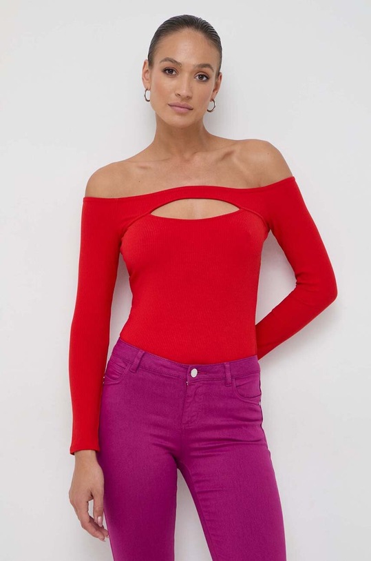 Tričko s dlouhým rukávem Guess KELLIE červená W4RP06.KB9E2