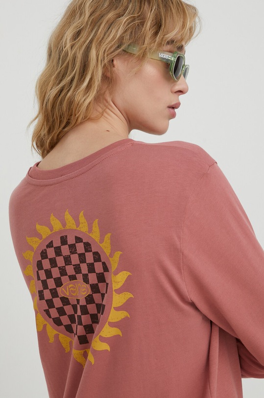 Vans longsleeve bawełniany nadruk różowy VN000F38CHO1
