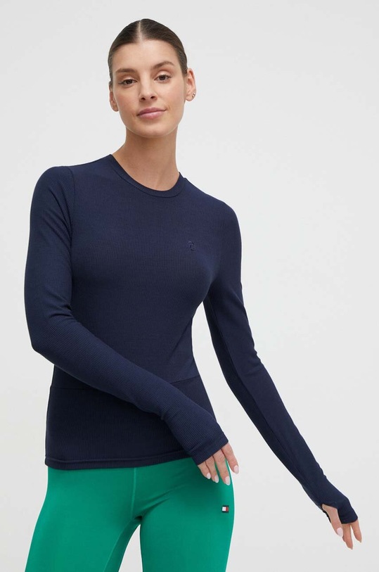 Tričko na jógu s dlouhým rukávem P.E Nation Free Play 2.0 slim námořnická modř 233L205