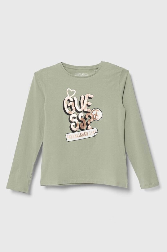 Dječja majica dugih rukava Guess print zelena J3YI15.K6YW4.9BYX
