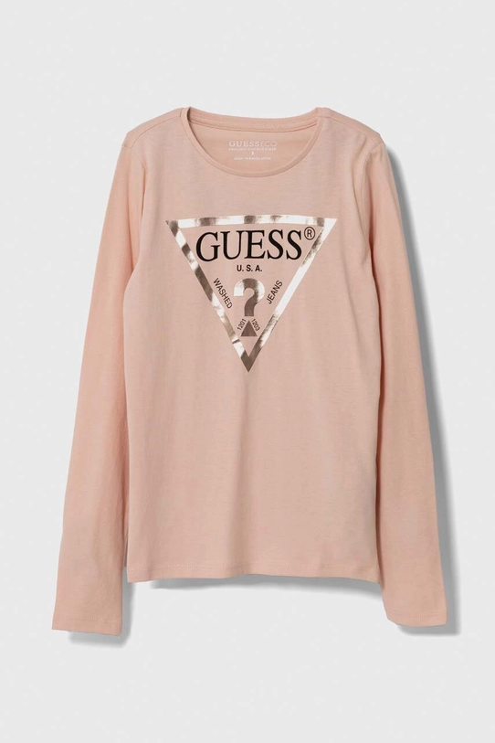 Guess longsleeve bawełniany dziecięcy nadruk różowy J84I36.K8HM0.9BYX