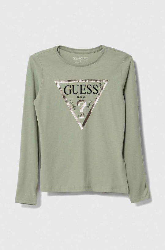 Guess longsleeve bawełniany dziecięcy nadruk zielony J84I36.K8HM0.9BYX