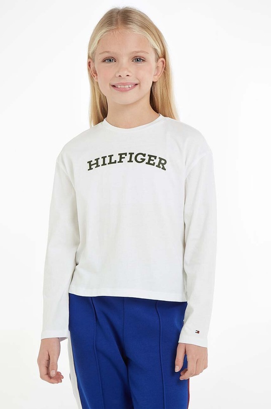 Tommy Hilfiger longsleeve bawełniany dziecięcy nadruk biały KG0KG07432.128.176.9BYX
