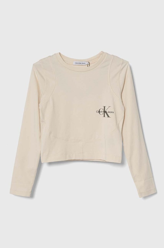 Calvin Klein Jeans longsleeve dziecięcy z elastanem beżowy IG0IG02104.9BYX