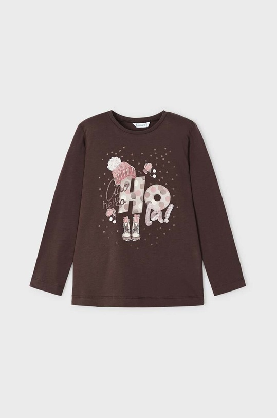 Mayoral longsleeve bawełniany dziecięcy 4015.6M.Mini.9BYX brązowy AW23