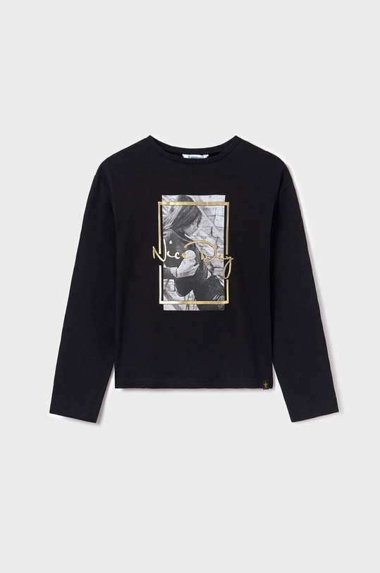 Dječja pamučna majica dugih rukava Mayoral pamuk crna 7045.8C.Junior.9BYX