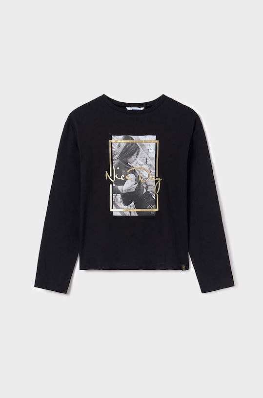 Dječja pamučna majica dugih rukava Mayoral pamuk crna 7045.8C.Junior.9BYX