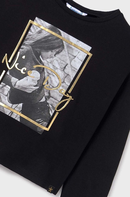 Djevojčice Dječja pamučna majica dugih rukava Mayoral 7045.8C.Junior.9BYX crna