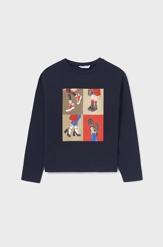 Mayoral longsleeve bawełniany dziecięcy granatowy 7046.8E.Junior.9BYX
