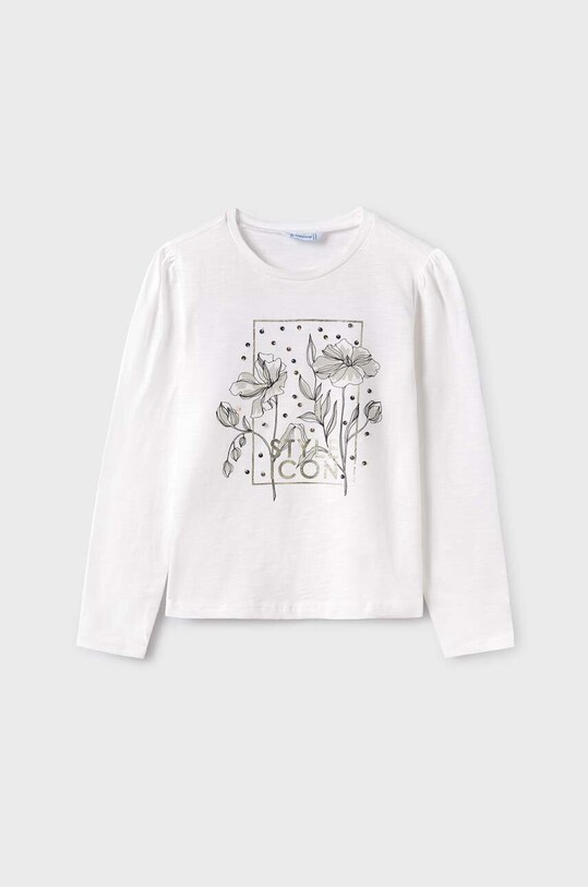 Mayoral longsleeve bawełniany dziecięcy nadruk beżowy 7053.8F.Junior.9BYX