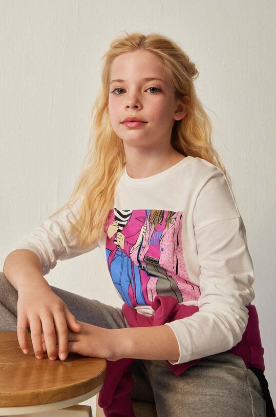 Detská bavlnená košeľa s dlhým rukávom Mayoral bavlna béžová 7056.8G.Junior.9BYX
