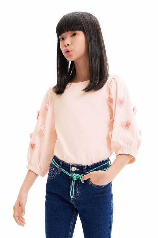Desigual longsleeve bawełniany dziecięcy aplikacja biały 23WGTK08