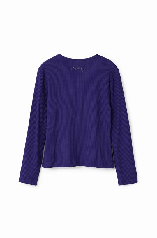 Fete Desigual longsleeve din bumbac pentru copii 23WGTK24 bleumarin