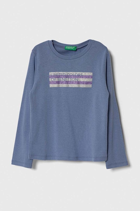 United Colors of Benetton longsleeve din bumbac pentru copii print albastru 3I9WG10A3.P.SEASONAL