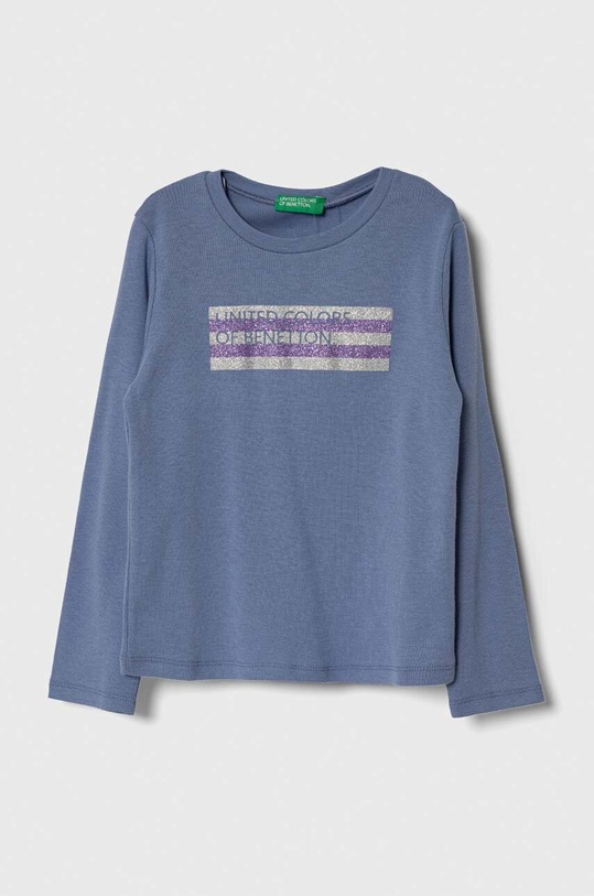 United Colors of Benetton longsleeve bawełniany dziecięcy nadruk niebieski 3I9WG10A3.P.SEASONAL