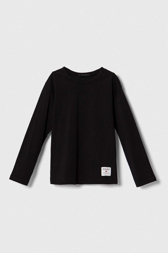 Sisley longsleeve din bumbac pentru copii 3096X1038.G.SEASONAL negru AW23