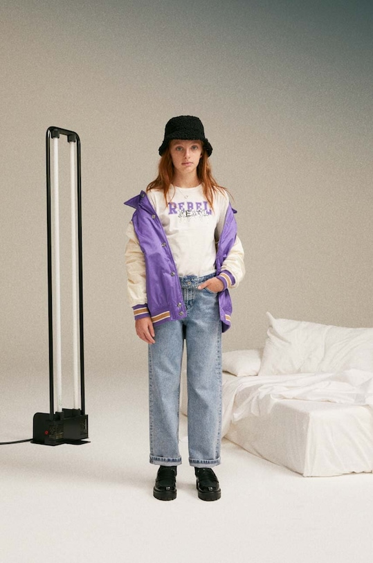 Хлопковый детский лонгслив Sisley аппликация белый 3VR5X103A.G.SEASONAL