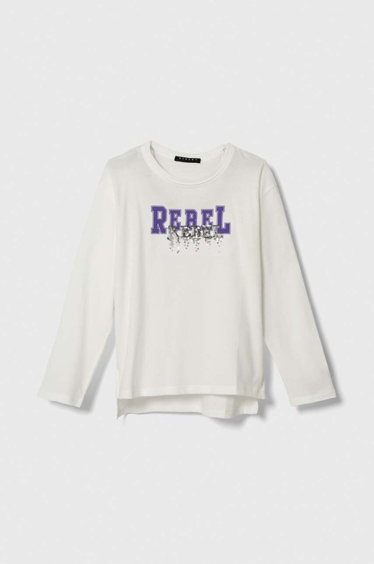 Хлопковый детский лонгслив Sisley 3VR5X103A.G.SEASONAL белый AW23