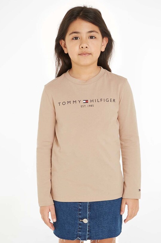 Tommy Hilfiger longsleeve bawełniany dziecięcy nadruk beżowy KS0KS00202.74.122.9BYX