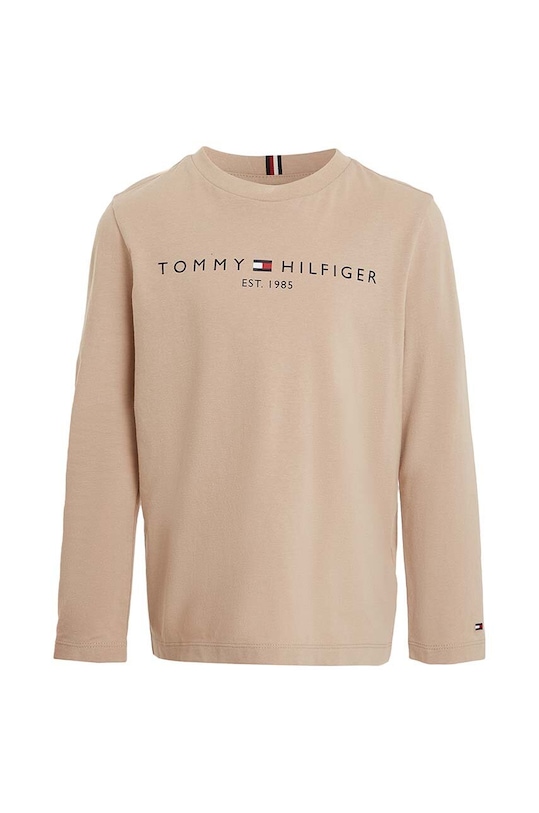 Dětské bavlněné tričko s dlouhým rukávem Tommy Hilfiger KS0KS00202.74.122.9BYX béžová AW23