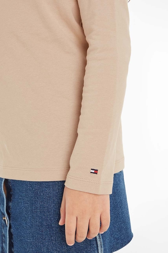 Dětské bavlněné tričko s dlouhým rukávem Tommy Hilfiger KS0KS00202.74.122.9BYX béžová