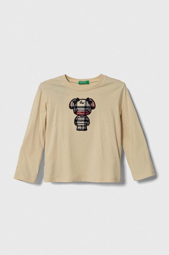 Detská bavlnená košeľa s dlhým rukávom United Colors of Benetton bavlna béžová 3VR5G10CB.P.SEASONAL